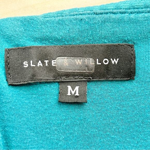 Slate & Willow Asymmetrical Off the Shoulder Dress Womens Size M Teal Jersey - Picture 13 of 16